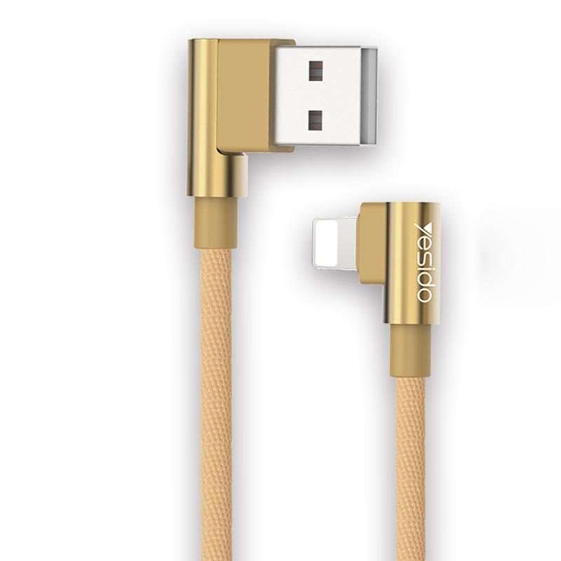 کابل آیفونی 2 سر L شکل Yesido CA-13 1m روکش دار