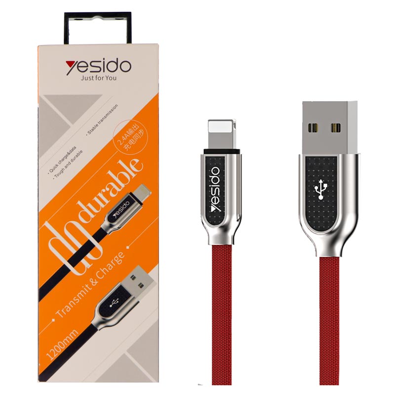 کابل آیفونی Yesido CA-15 2.4A 1.2m روکش دار