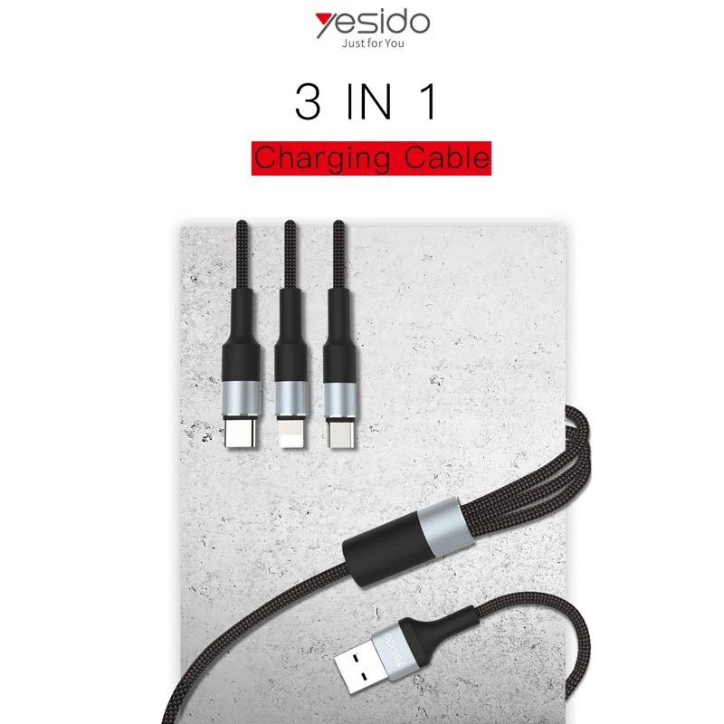 کابل کنفی 3 سر Yesido CA20 3.4A 1.2m