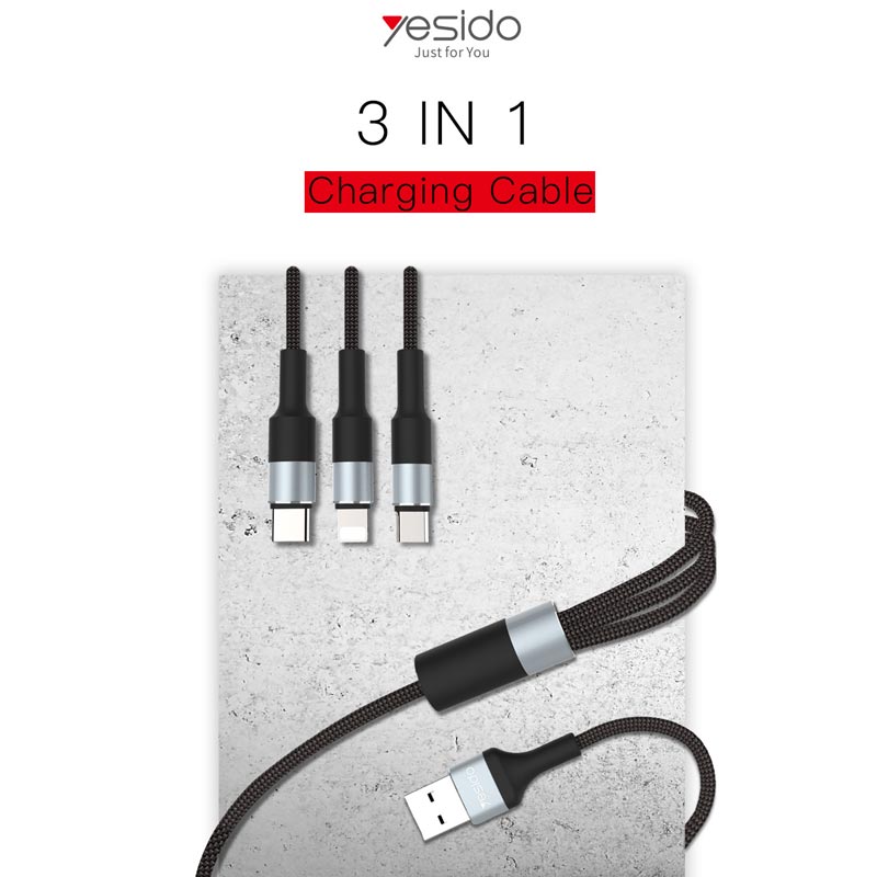 کابل کنفی 3 سر Yesido CA20 3.4A 1.2m