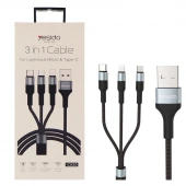 کابل کنفی 3 سر Yesido CA20 3.4A 1.2m