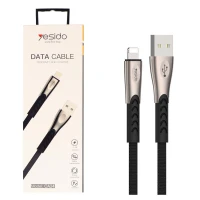 کابل آیفونی Yesido CA24 2.4A 1.2m روکش دار مشکی