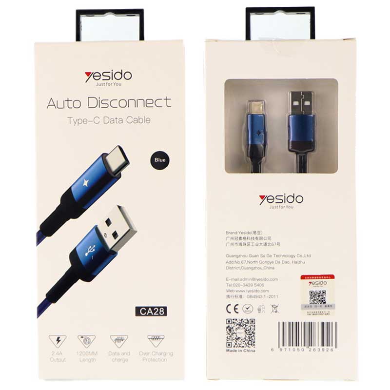 کابل Yesido CA28 2.4A 1.2m Type-C