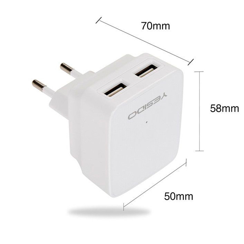 کلگی فست شارژ Yesido YC02 2Port 2.4A 12W