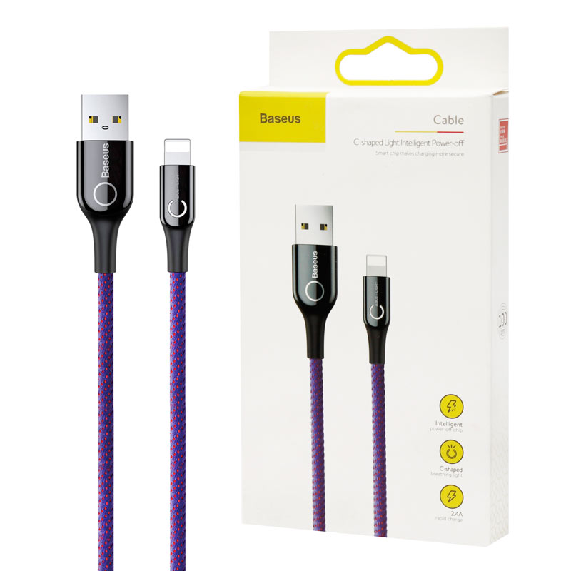 کابل کنفی آیفونی Baseus C-Shaped CALCD 2.4A 1m