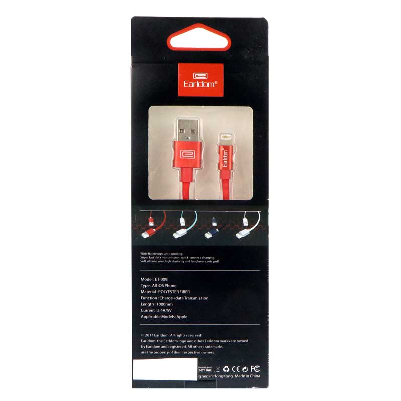 کابل آیفونی Earldom ET-009i 2.4A 1m روکش دار