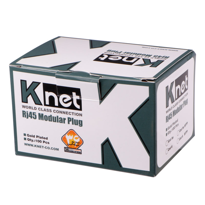 سوکت شبکه K-net RJ45 Cat6 بسته 100 عددی