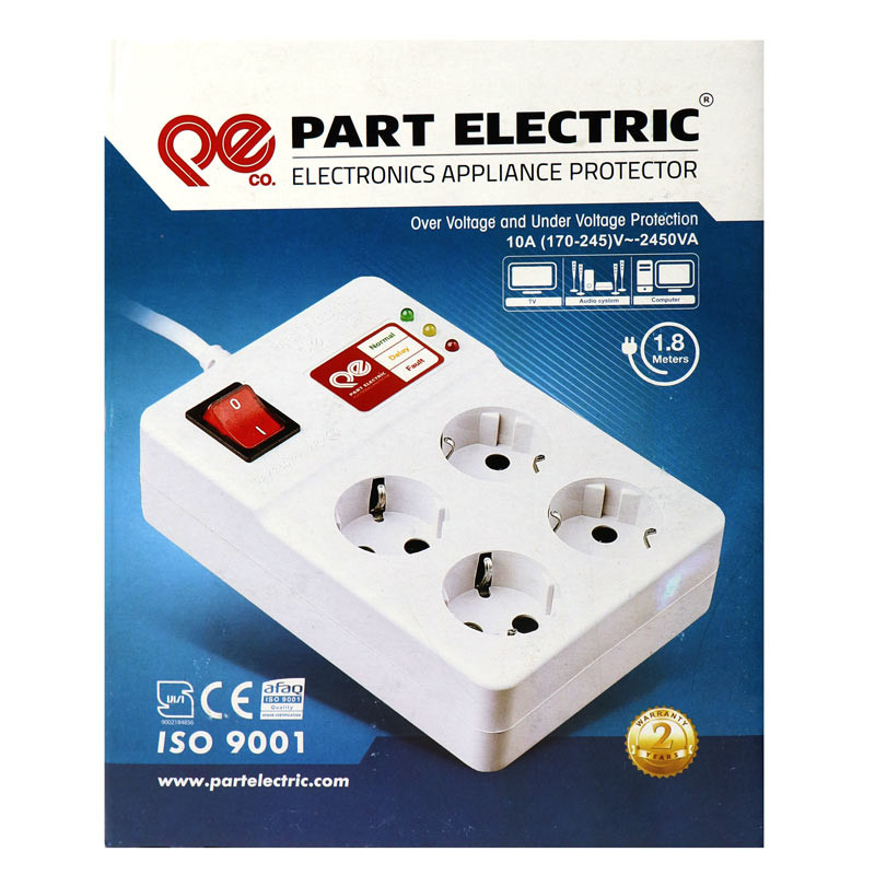 محافظ برق کامپیوتر 4 خانه ارت دار پارت الکتریک PE2204 با کابل 1٫8 متری