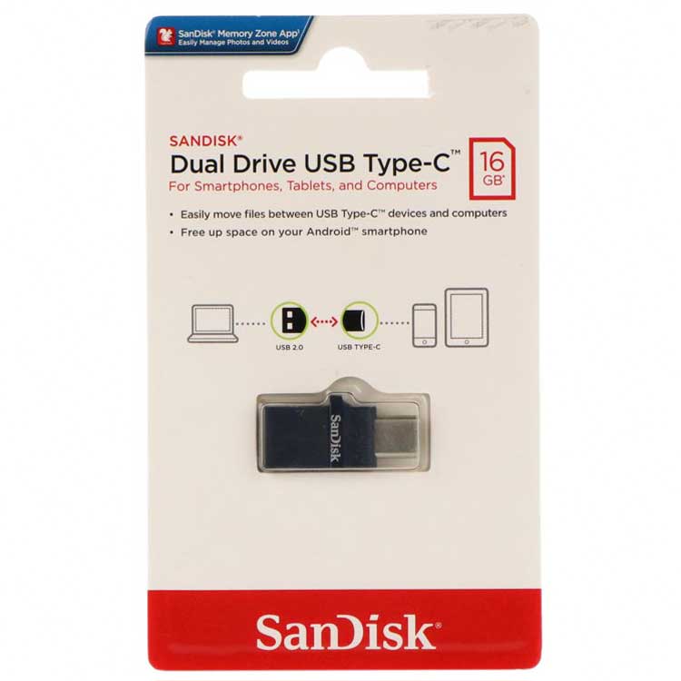 فلش 16 گیگ سن دیسک SanDisk Dual Drive OTG Type-C