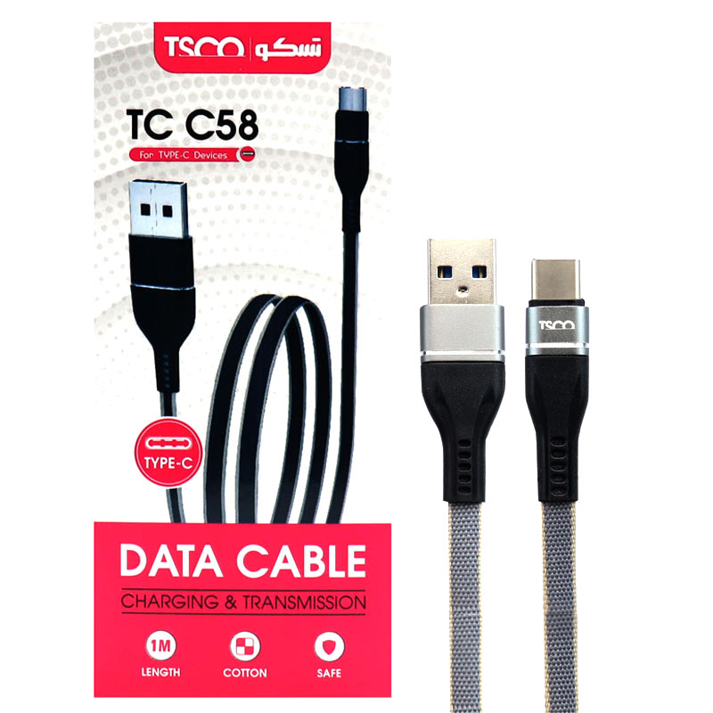 کابل TSCO TC C58 2.1A Type-C 1m روکش دار