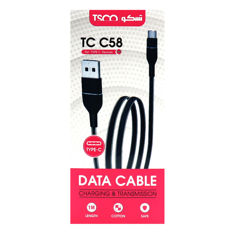کابل TSCO TC C58 2.1A Type-C 1m روکش دار
