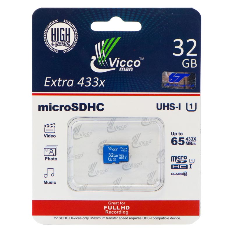 رم میکرو 32 گیگ ویکومن Vicco 65MB/s بدون خشاب