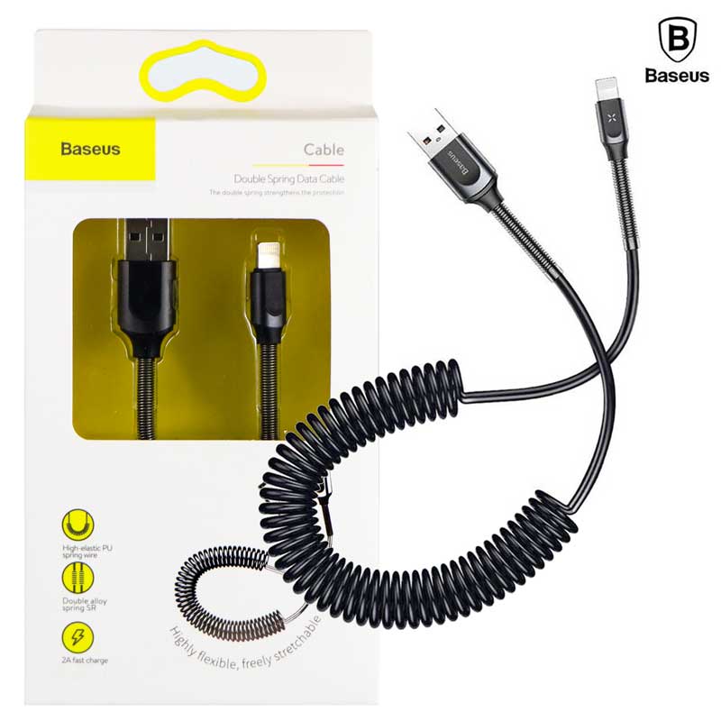 کابل فنری آیفونی Baseus Double Spring CALSH-0G 1.2m