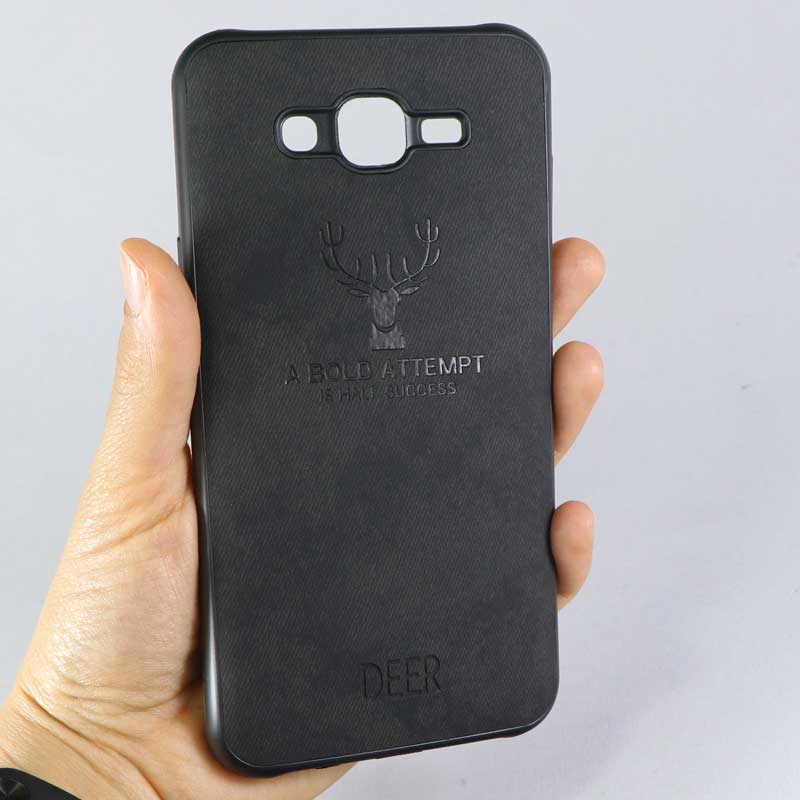 قاب چرمی طرح گوزن Samsung J7 مشکی
