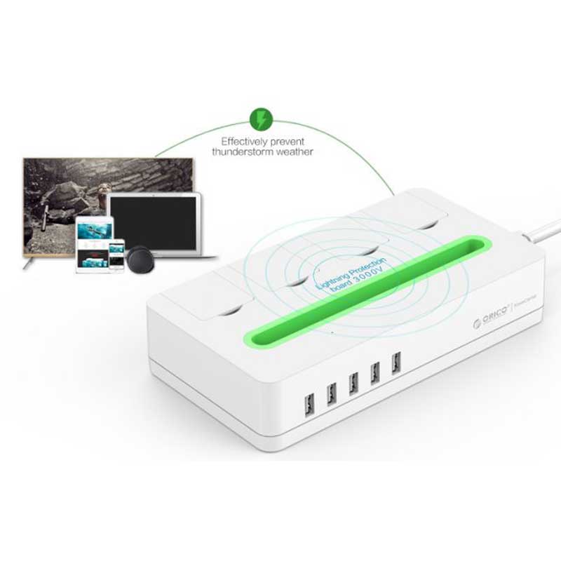 چند راهی 4 خانه برق اوریکو Orico DST-4A5U 1.5m + شارژر USB