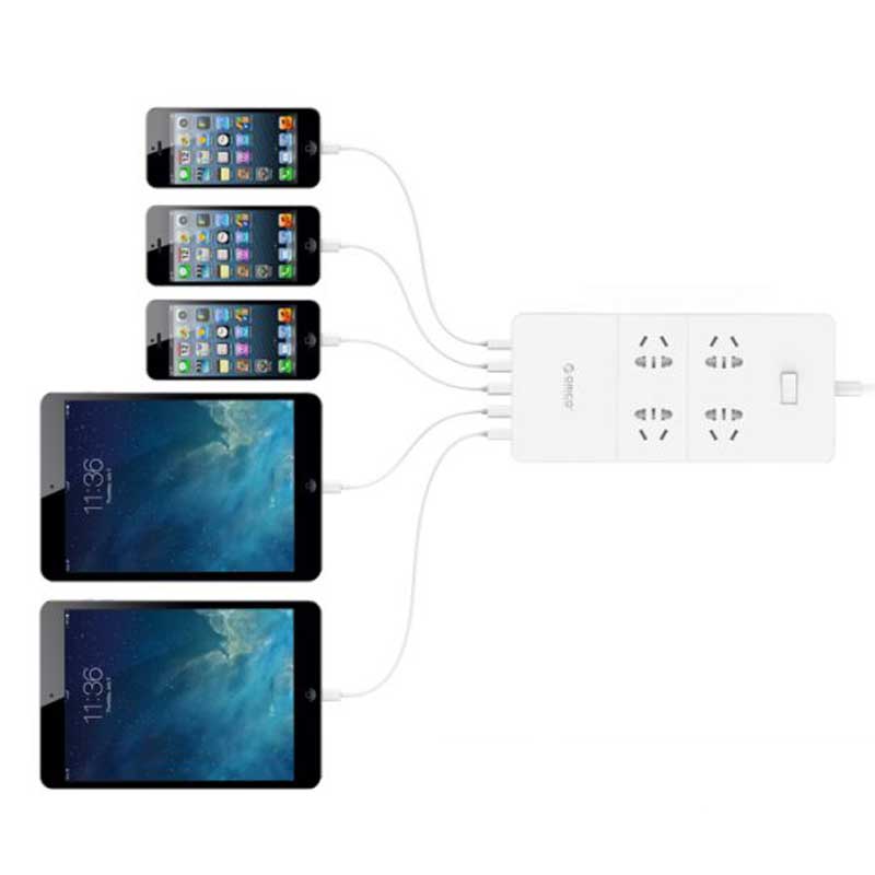 چند راهی 4 خانه برق اوریکو Orico HPC-4A5U-V1 1.5m + شارژر USB
