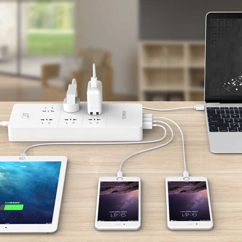 چند راهی 6 خانه اوریکو HPC-6A5U-V1 با کابل 1.5 متری + شارژر USB