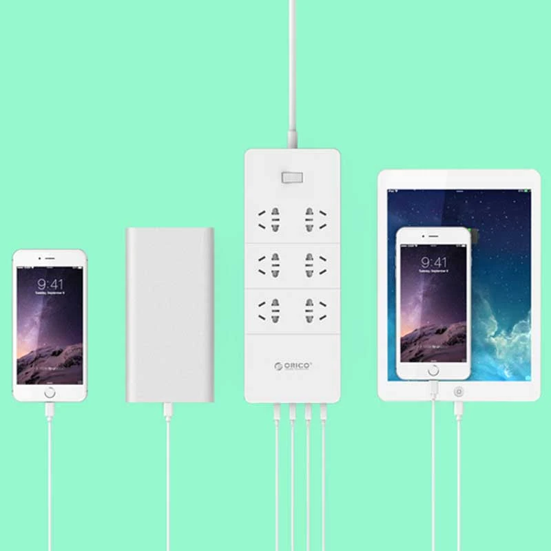 چند راهی 6 خانه اوریکو HPC-6A5U-V1 با کابل 1.5 متری + شارژر USB