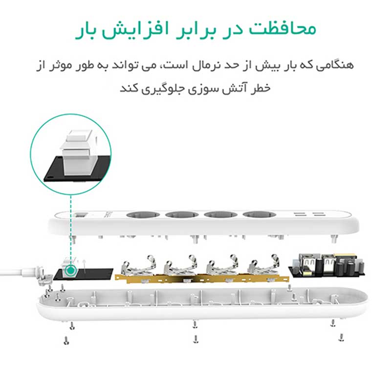 چند راهی 4 خانه برق اوریکو Orico ODE-4A4U 1.5m + شارژر USB