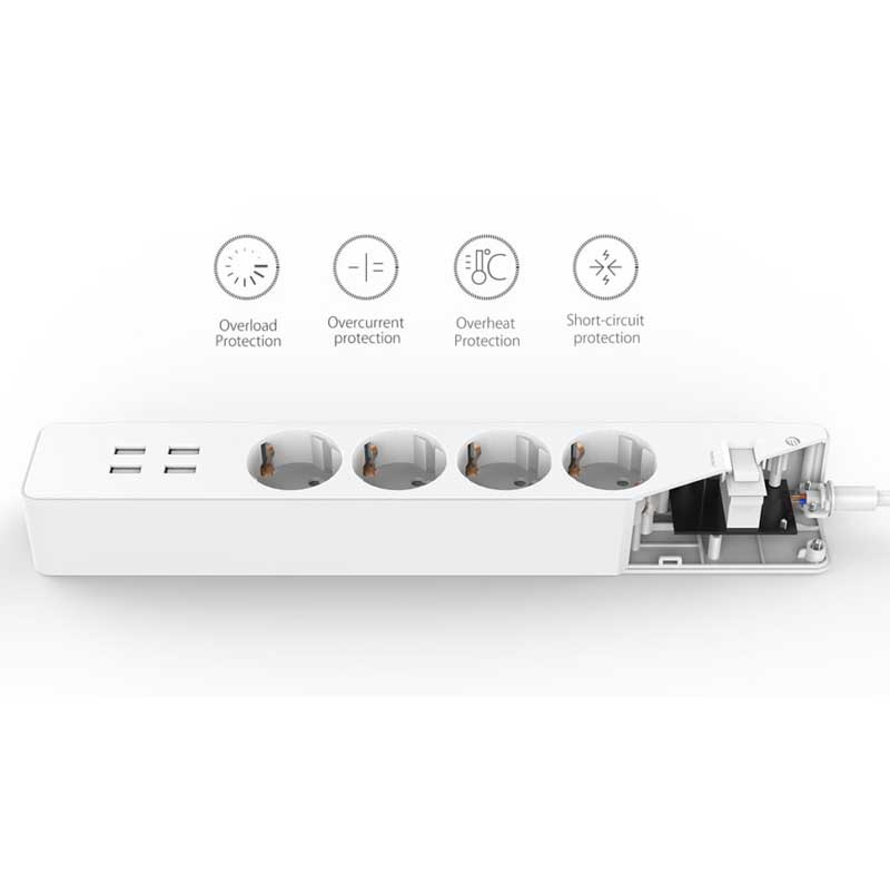 چند راهی 4 خانه برق اوریکو Orico OSC-4A4U-EU 1.5m + شارژر USB