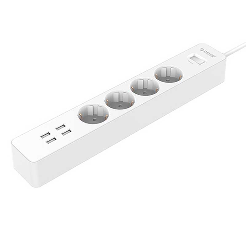 چند راهی 4 خانه برق اوریکو Orico OSC-4A4U-EU 1.5m + شارژر USB
