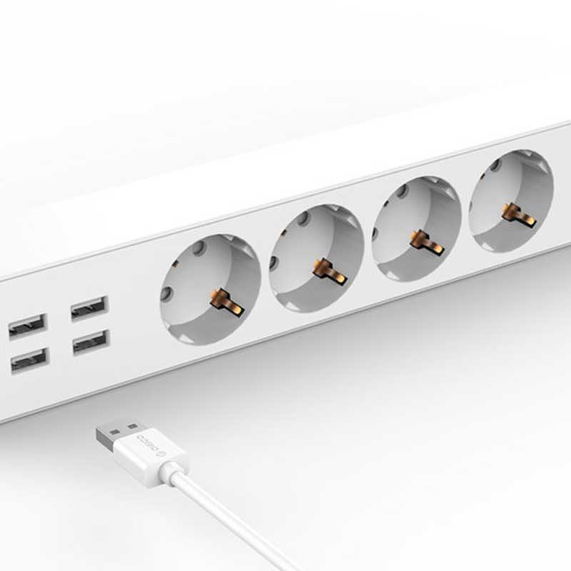چند راهی 4 خانه اوریکو OSC-4A4U-EU با کابل 1.5 متری + شارژر USB