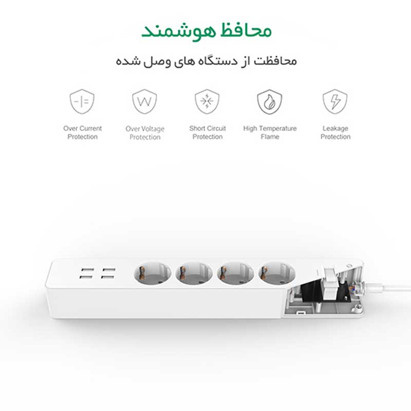 چند راهی 4 خانه برق اوریکو Orico OSC-4A4U-EU 1.5m + شارژر USB