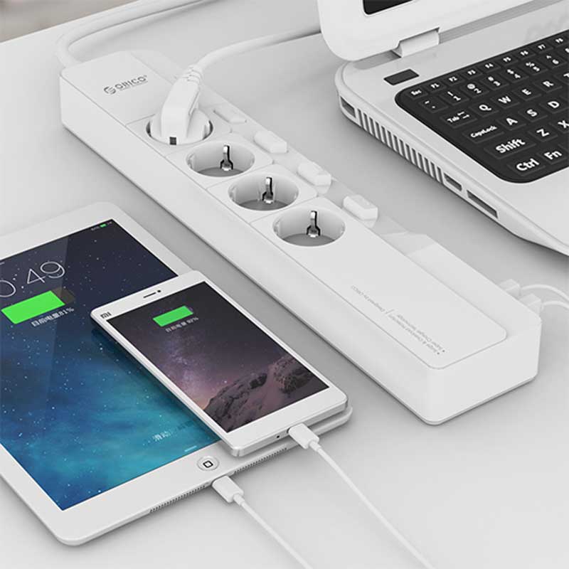چند راهی 4 خانه برق اوریکو Orico OSJ-4A5U-EU 1.5m + شارژر USB