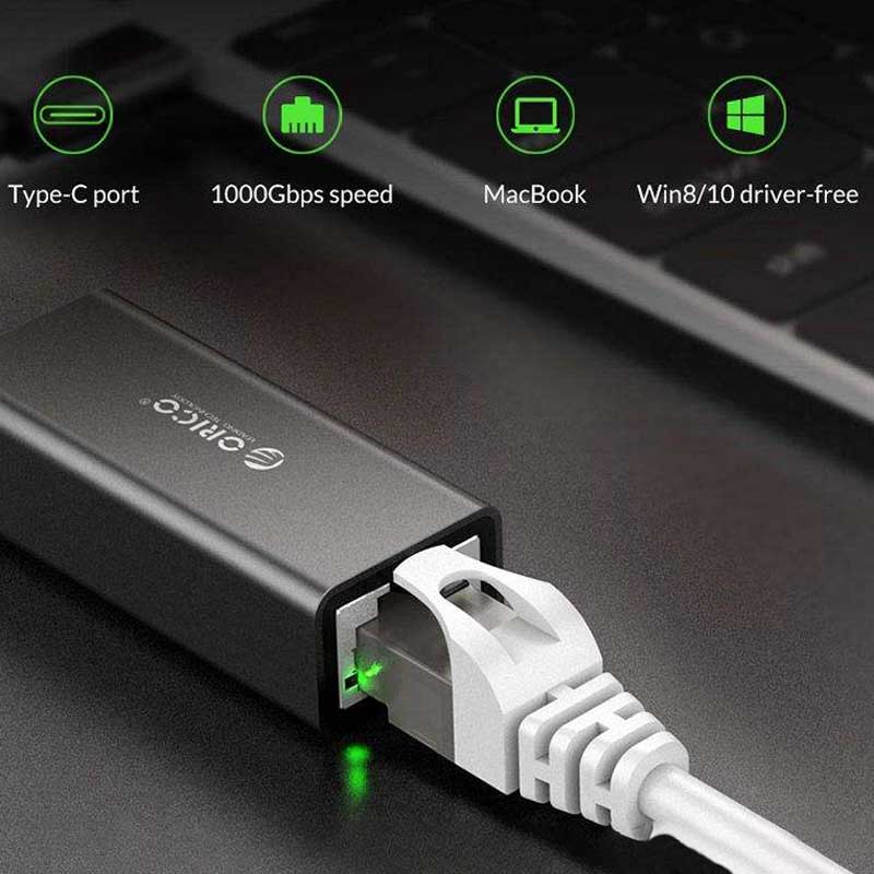 مبدل کارت شبکه Orico XC-R45 USB-C to LAN 