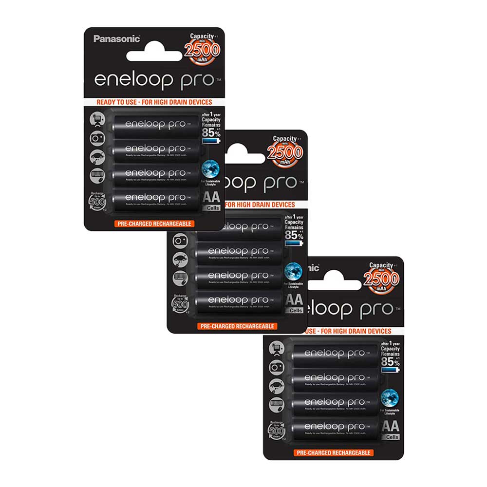 باتری قلمی 4تایی شارژی Panasonic Eneloop Pro BK-3HDE بسته 3 عددی