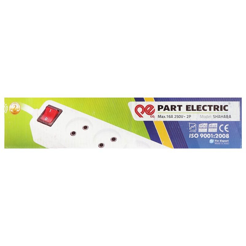 چند راهی 4 خانه برق بدون ارت شهاب پارت الکتریک با کابل 1٫8متر مدل PE651