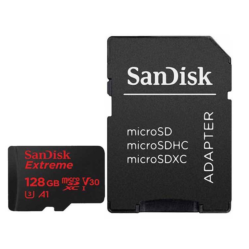 رم میکرو 128 گیگ سن دیسک SanDisk Extreme U3 A1 100MB/s + خشاب