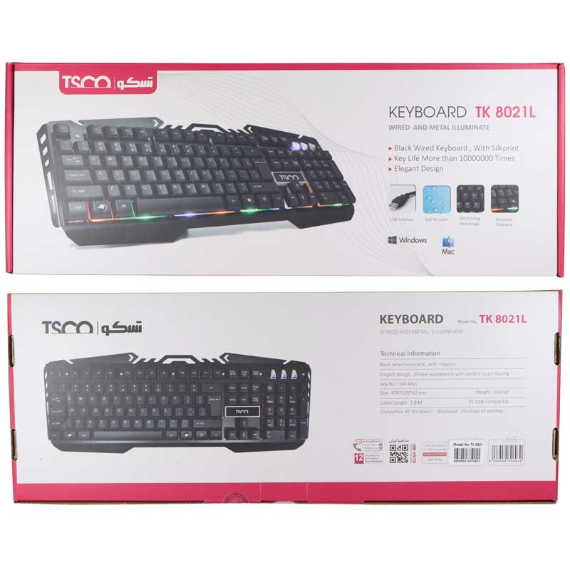 کیبورد تسکو مدل tk 8021l با حروف فارسی