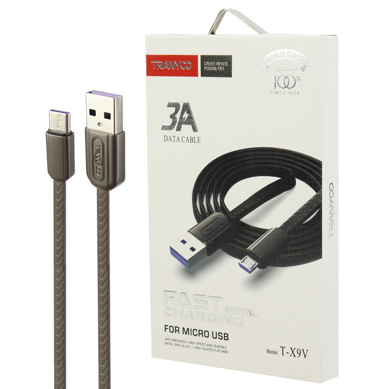 کابل میکرو یو اس بی فست شارژ Tranyoo T-X9V 3A 1m