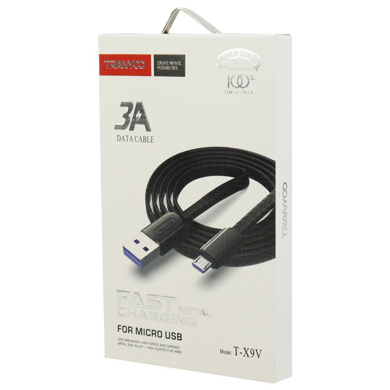 کابل میکرو یو اس بی فست شارژ Tranyoo T-X9V 3A 1m