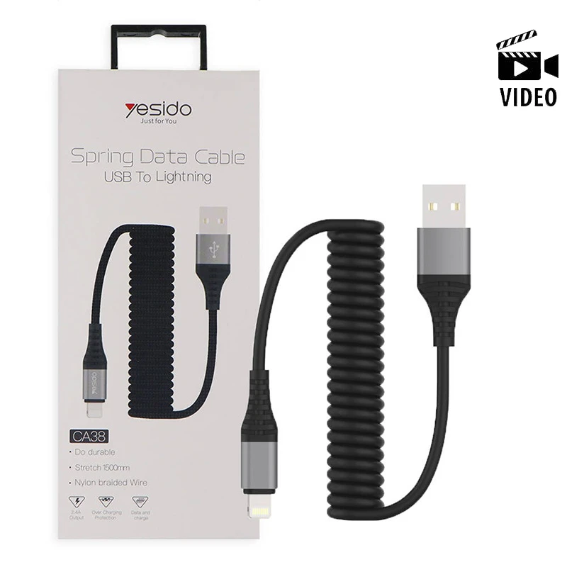 کابل کنفی فنری آیفونی Yesido CA38 1.5m