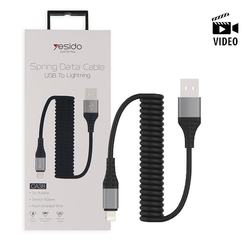 کابل کنفی فنری آیفونی Yesido CA38 1.5m