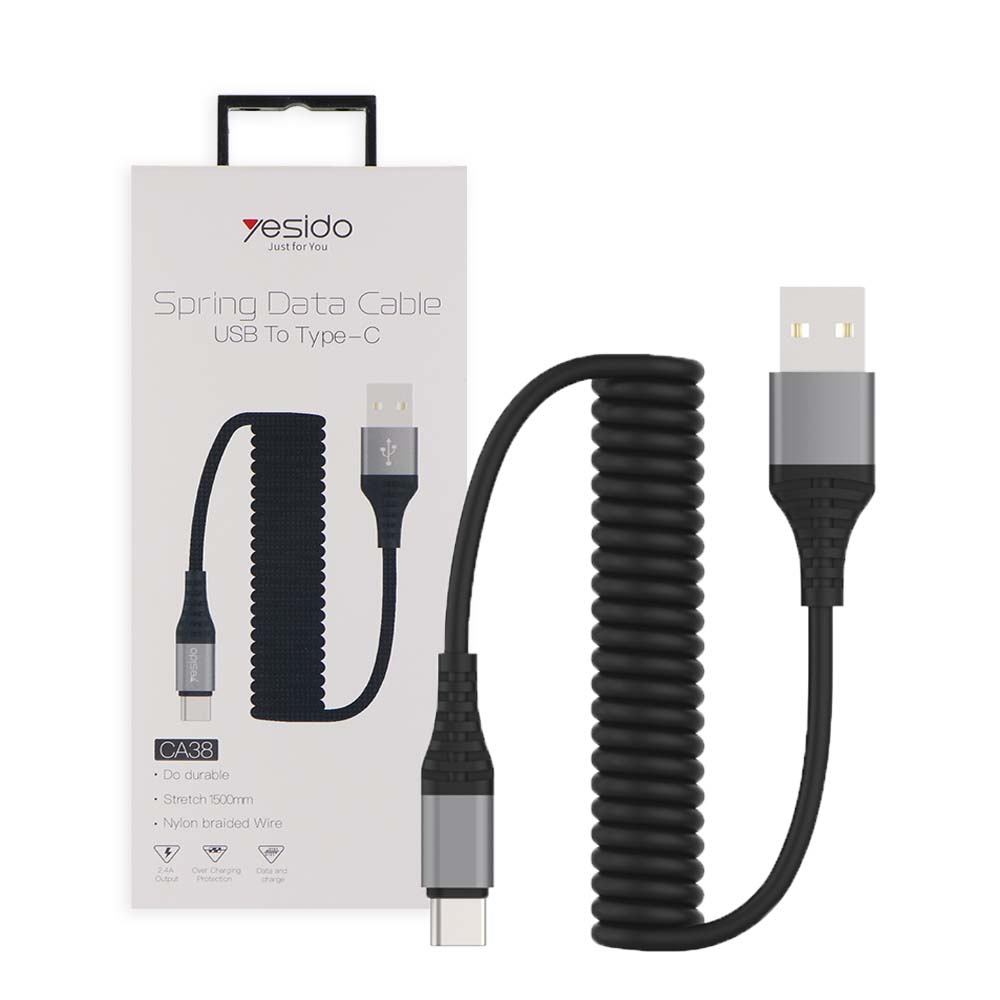 کابل کنفی فنری Yesido CA38 1.5m Type-C