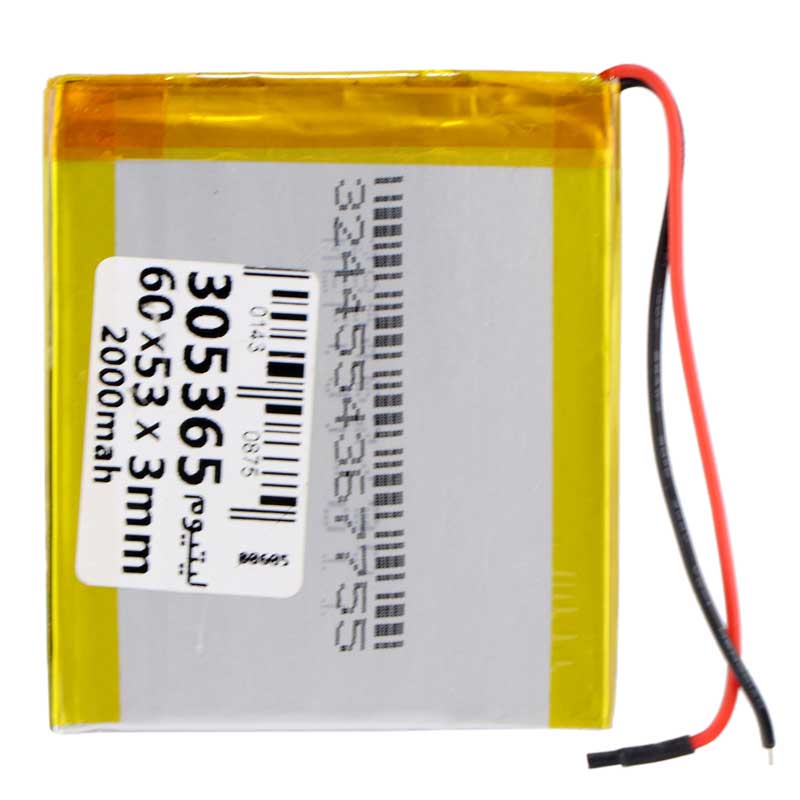 باتری لیتیوم 2000mAh 60*53*3mm 305365