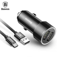 شارژر فندکی Baseus TZXLD-B01 3.4A + کابل Type-C