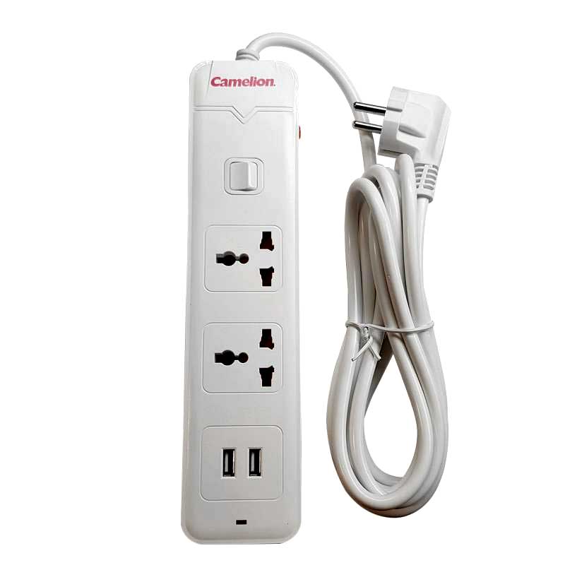 چند راهی 2 خانه برق Camelion CMS-M122PU + شارژر 2 پورت