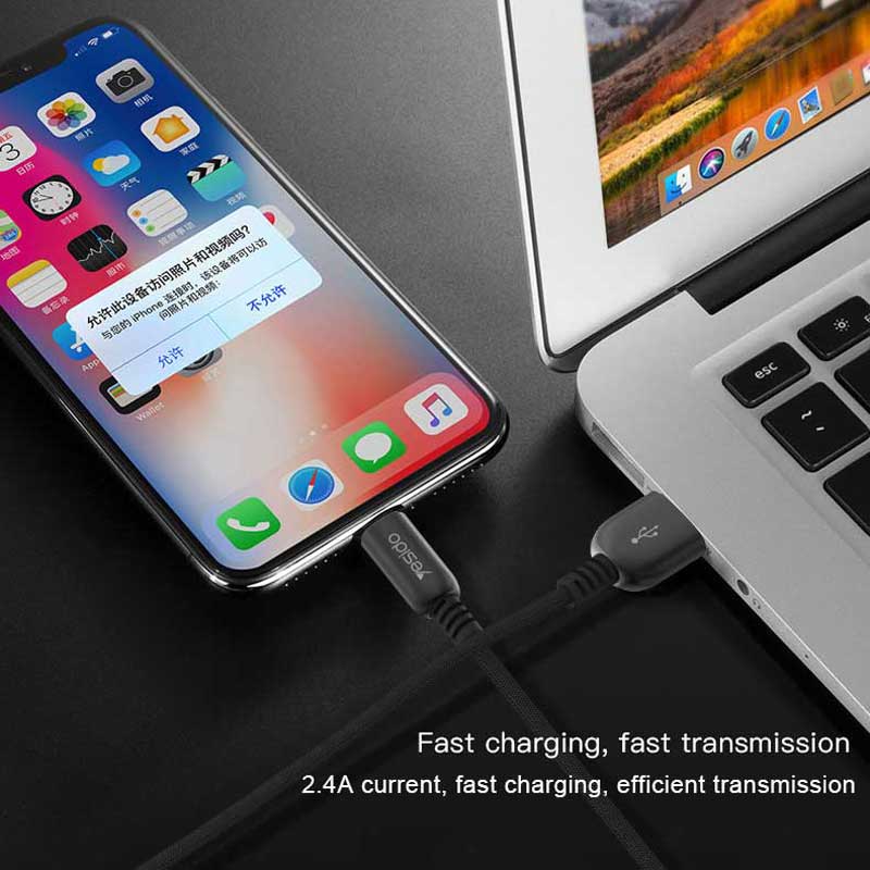 کابل Yesido CA25 2.4A 1.2m Type-C روکش دار مشکی
