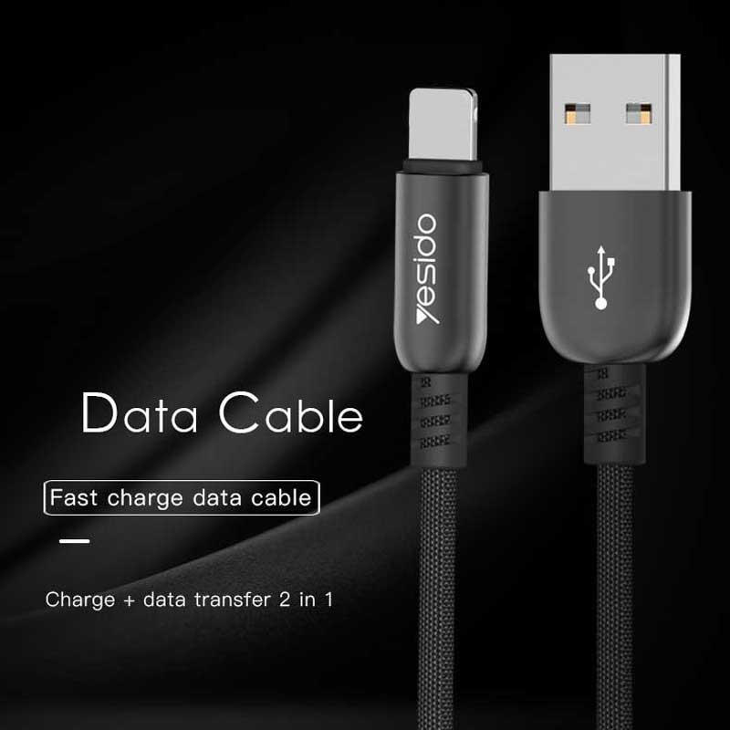 کابل Yesido CA25 2.4A 1.2m Type-C روکش دار مشکی