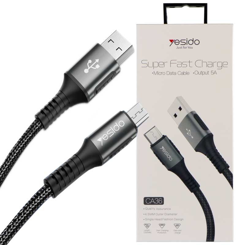 کابل کنفی میکرو یو اس بی Yesido CA36 5A 1.2m