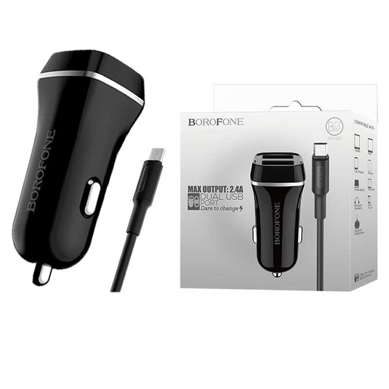 شارژر فندکی Borofone BZ2 set + کابل میکرو یو اس بی