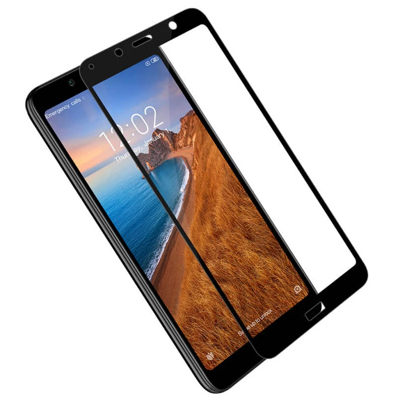 گلس تمام چسب Xiaomi Redmi 7A مشکی