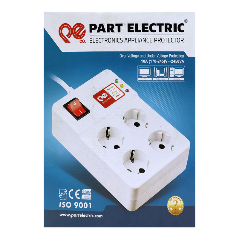 محافظ کامپیوتر 4 خانه ارت دار پارت الکتریک PE773 با کابل 5 متری