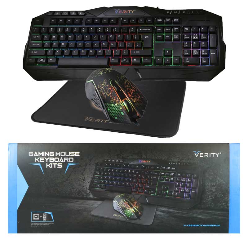 کیبورد و موس گیمینگ وریتی V-KB6110GCW + پد موس