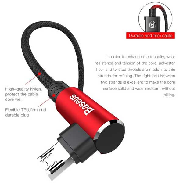 کابل کنفی دو طرفه میکرو یو اس بی Baseus MVP 1m