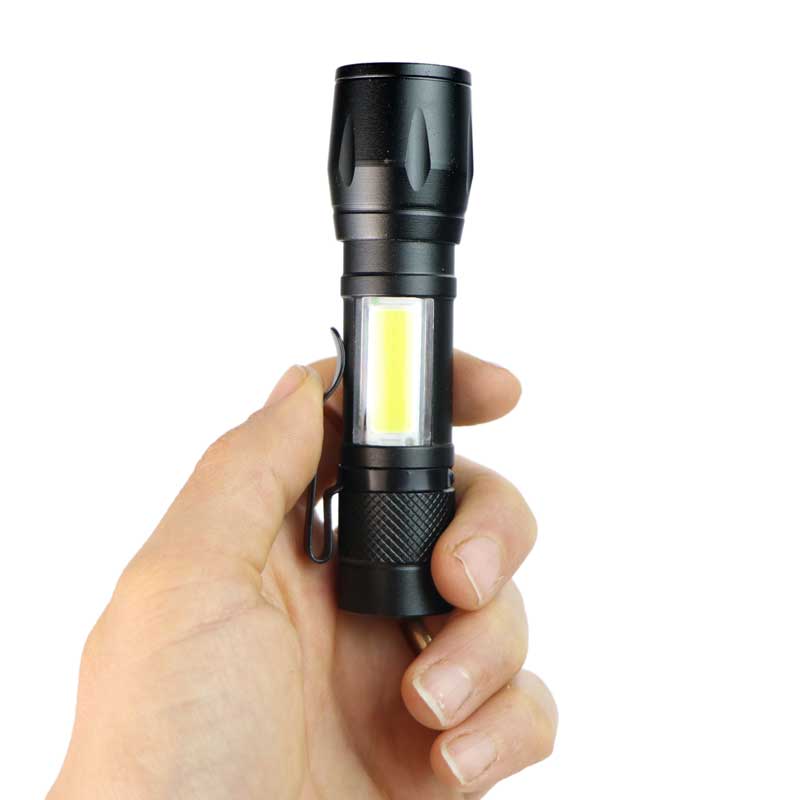 چراغ قوه پلیسی گیره دار COB کوچک شارژی